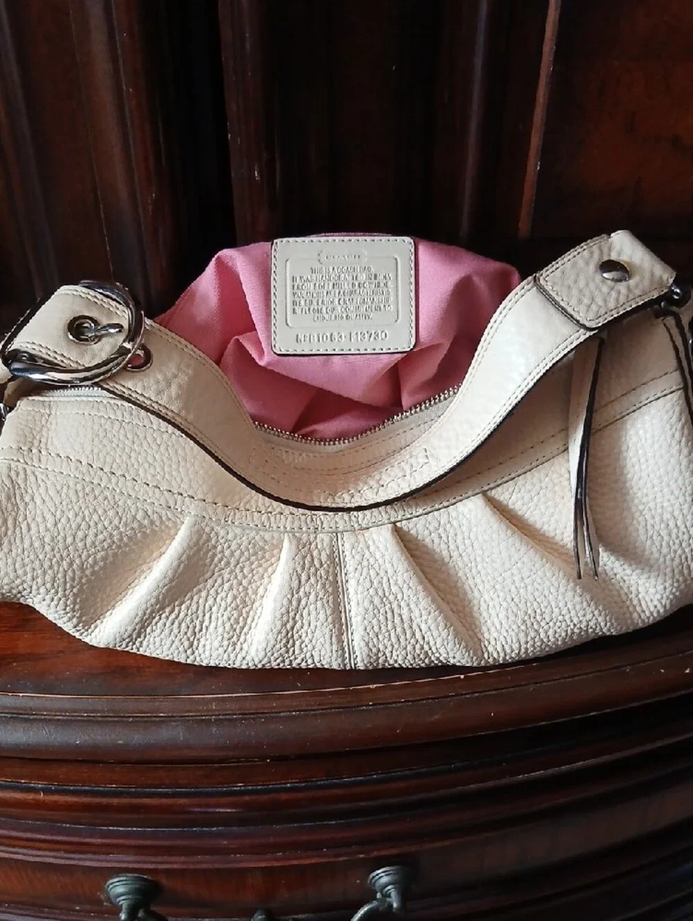 Coach Ivory Pebbled Leather Hobo Bag